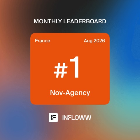 NOV Agency n°1 du classement Infloww France, août 2026